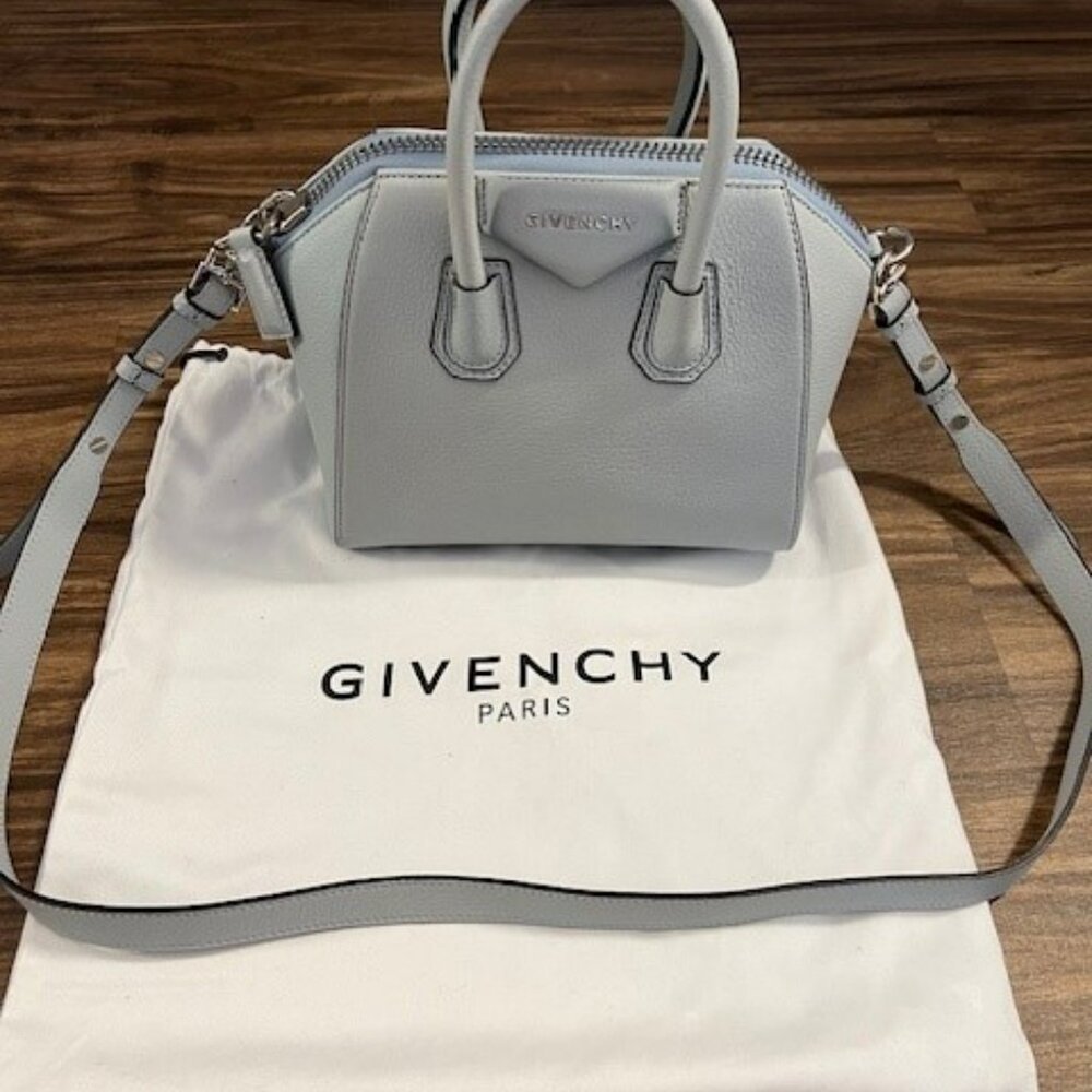 Givenchy Light Baby Blue Sugar Calf Leather Mini Antigona Bag Purse